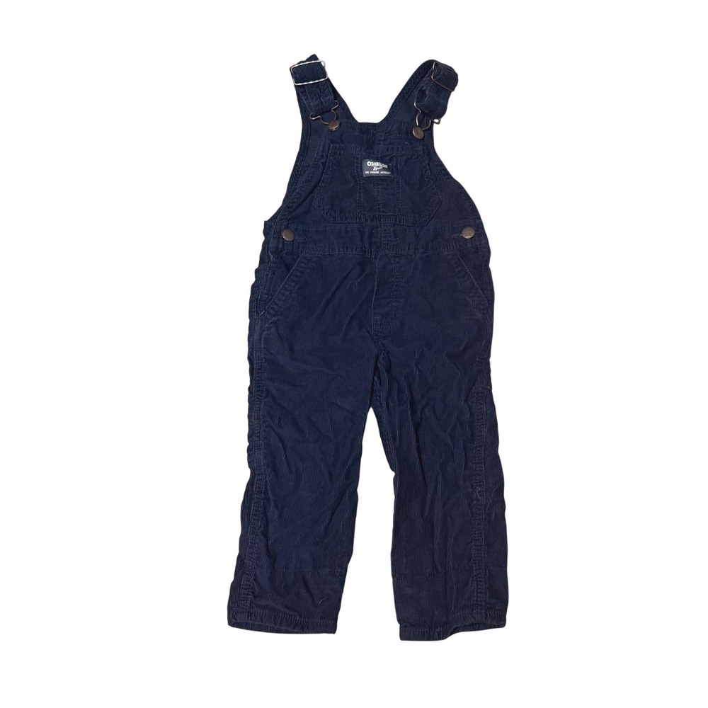 OshKosh B'gosh Navy Blue Corduroy Bib Overalls Kids Size 3T Workwear Classic